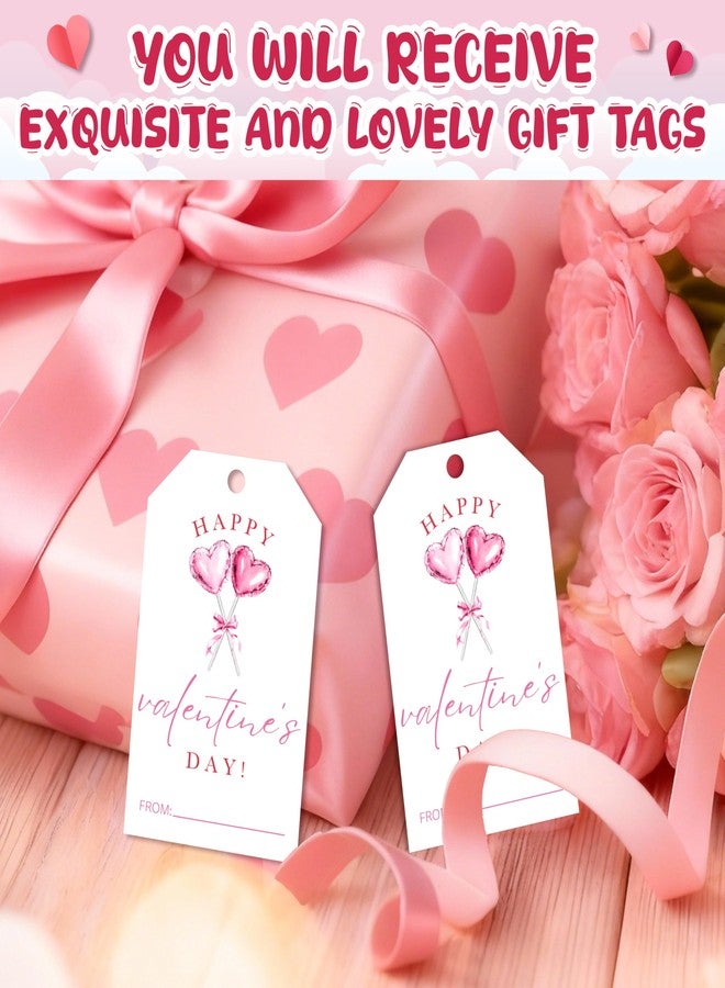 Cazhes Valentine's Day Paper Gift Tags, 50 Pcs Valentine Name Tag with String for Gifts Bags, Heart Lollipop Holiday Presents Wrapping for Party Decoration Supplies - C03 - Image 3